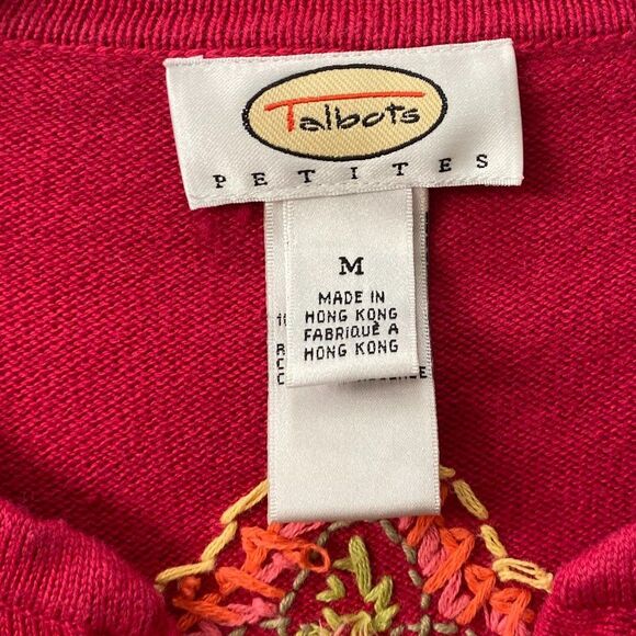 Talbots Petites Embordered Button Up V Neck Womens Sweater Size MP - Picture 5 of 7